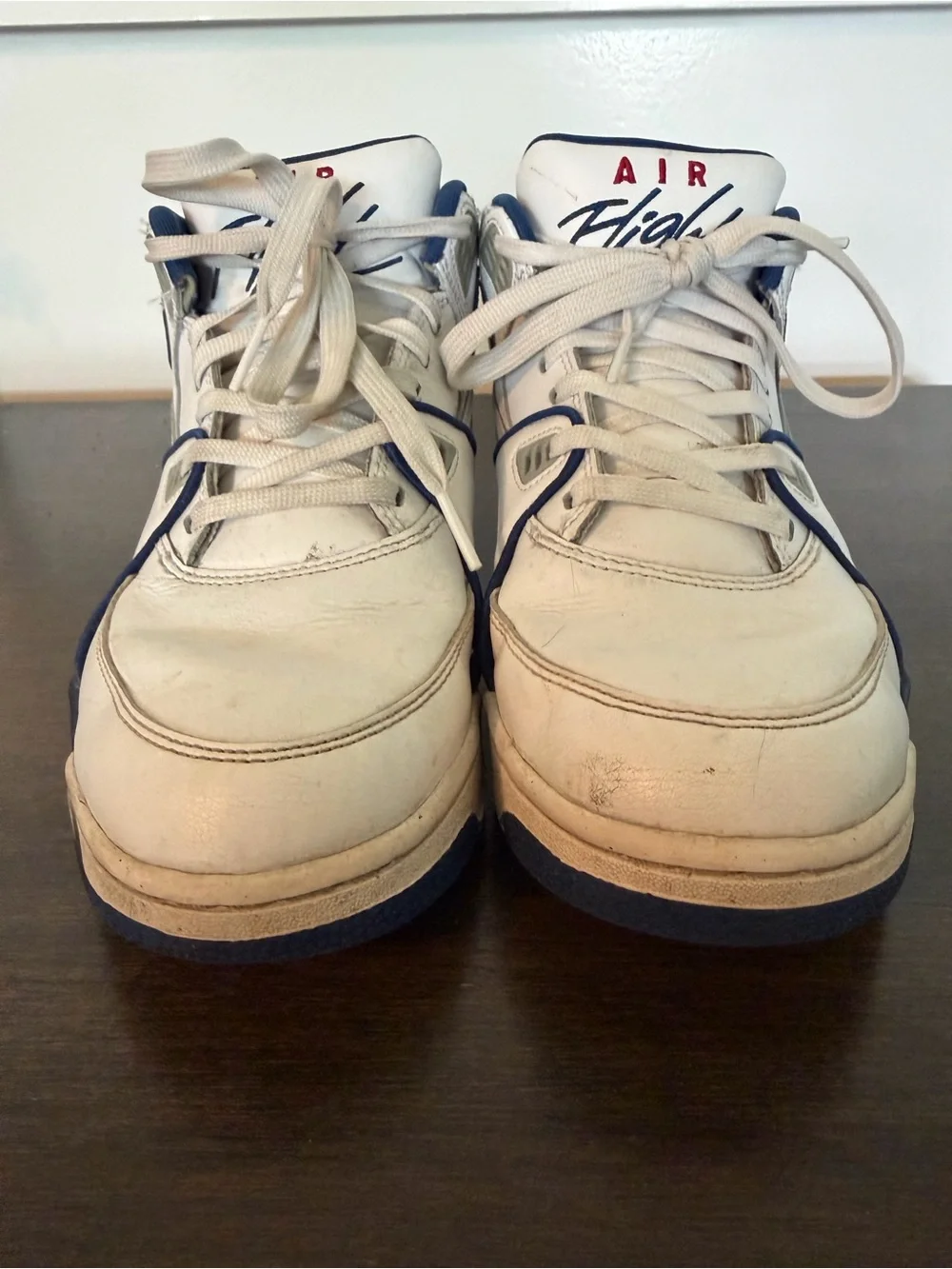 Nike Air Flight 89 White and Navy Air Retro Basketball Sneakers